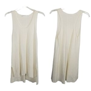 Athleta Womens Ribbed Sleeveless Sweater Tank Size Small Linen Blend Cream